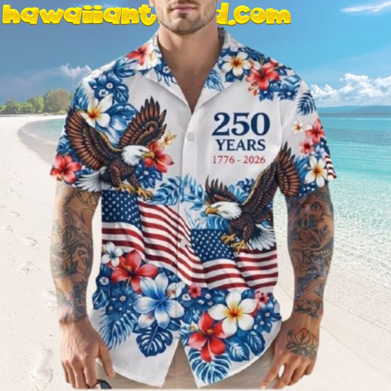 American 250th Anniversary Eagles Hibicus Pattern1776-2026 Hawaiian Shirt
