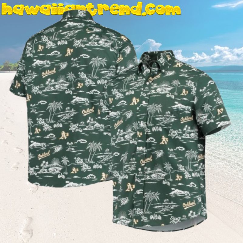 Athletics MLB Team Kekai Green Oakland Tropical Island Hawaiian Shirt