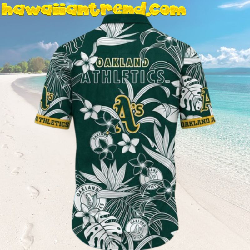 Athletics Oakland MLB Team Tropical Aloha Floral Hawaiian Shirt