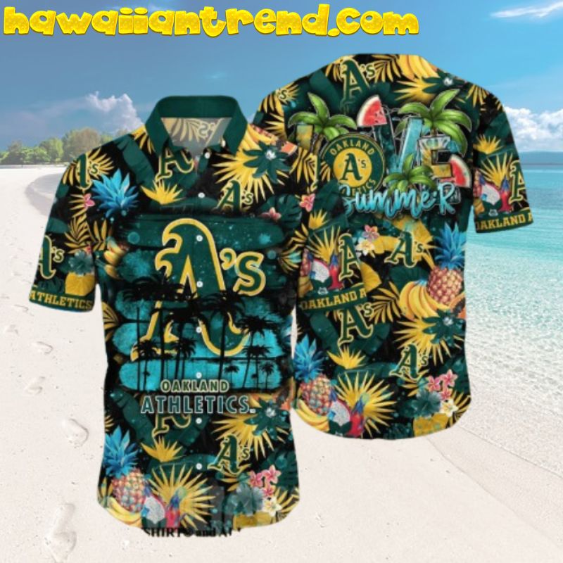 Athletics Oakland MLB Tropical Summer Pineapple Flower Hawaiian Shirt