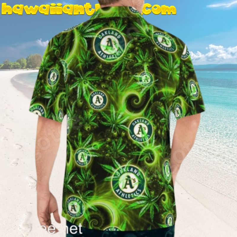 Athletics Oakland Tropical Vibes Cannabis Leaf Pattern Hawaiian Shirt