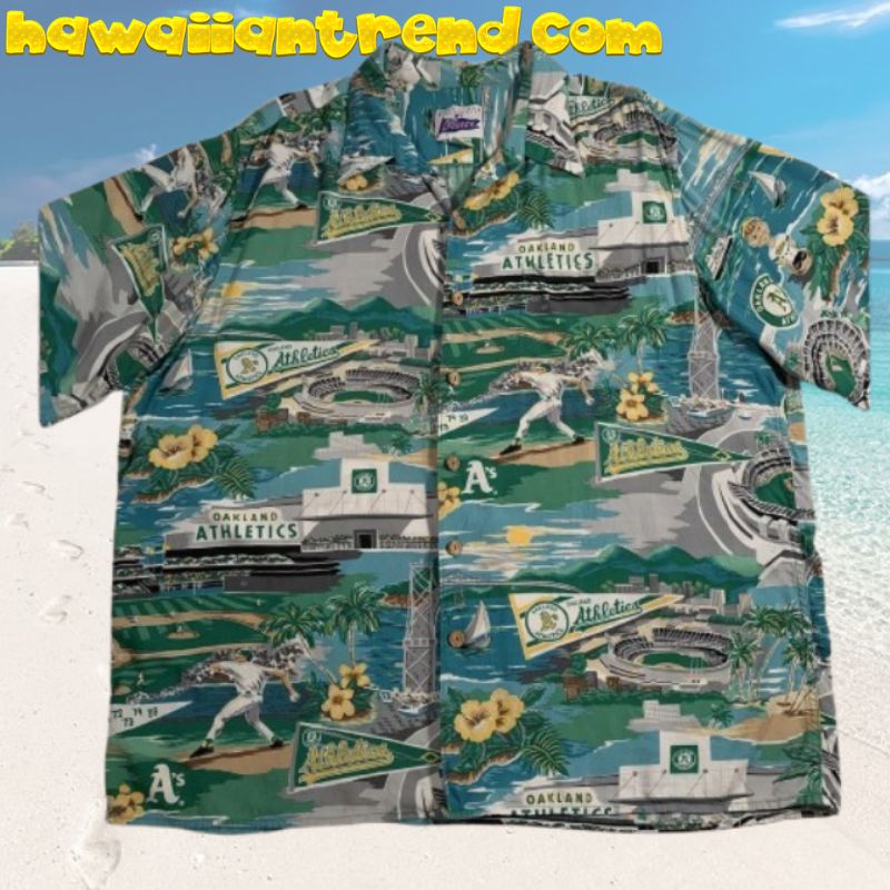 Athletics Oakland Tropical Vibes Cannabis Leaf Pattern Hawaiian Shirt
