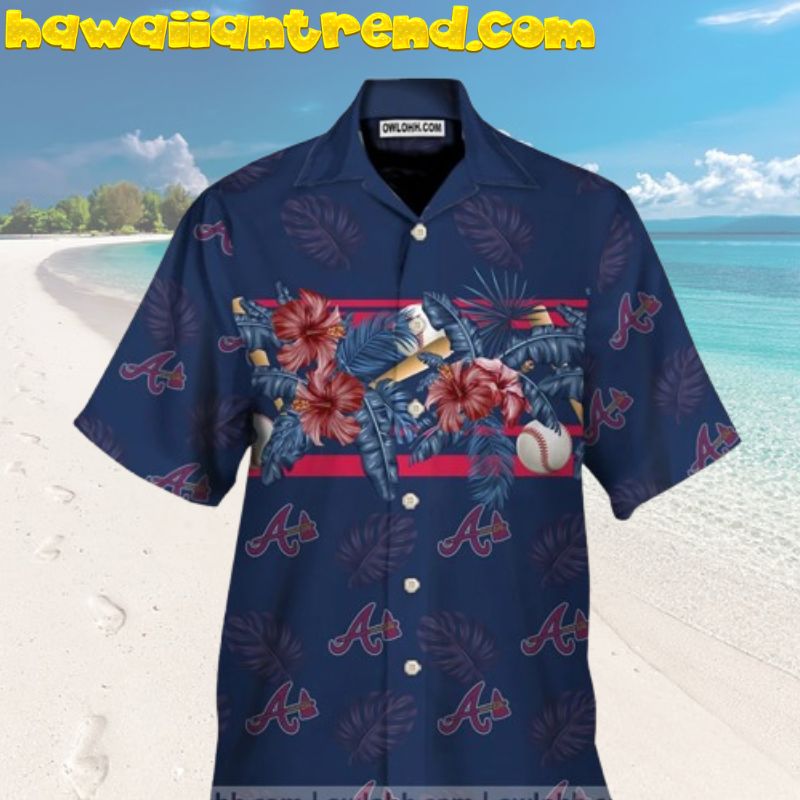 Atlanta Braves Hibiscus Feature Design Summer Time Hawaiian Shirt