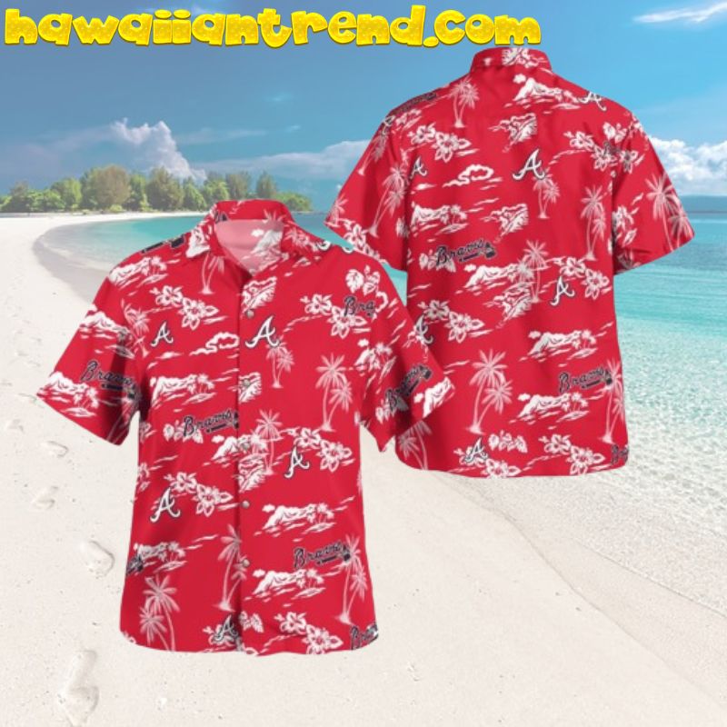 Atlanta Braves Palm Island Red Hawaiian Shirt