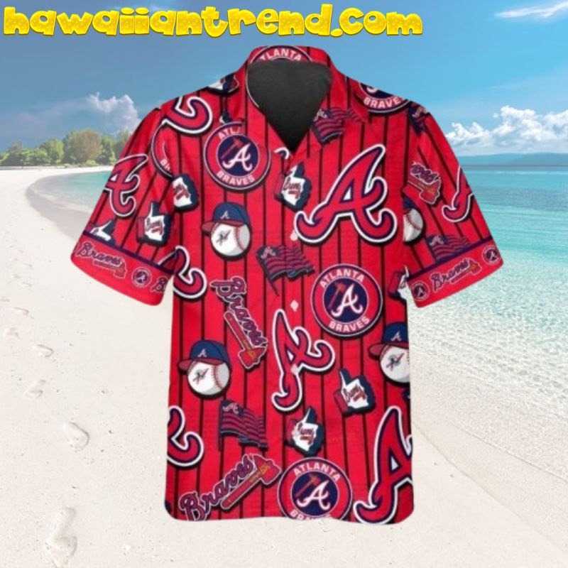 Atlanta Braves Red Home Run Stripe Baseball Hawaiian Shirt