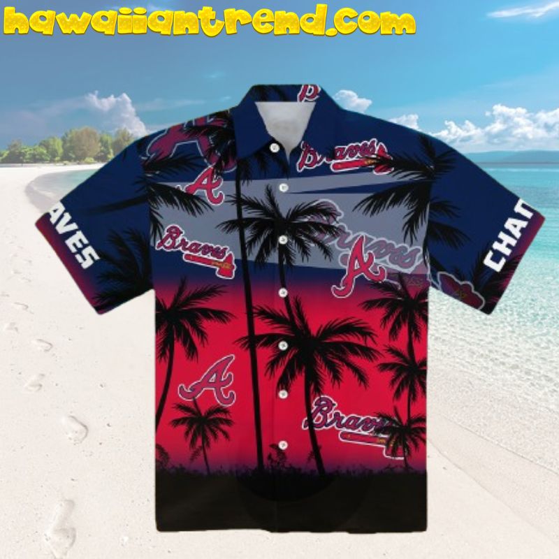 Atlanta Braves Red Home Run Stripe Baseball Hawaiian Shirt