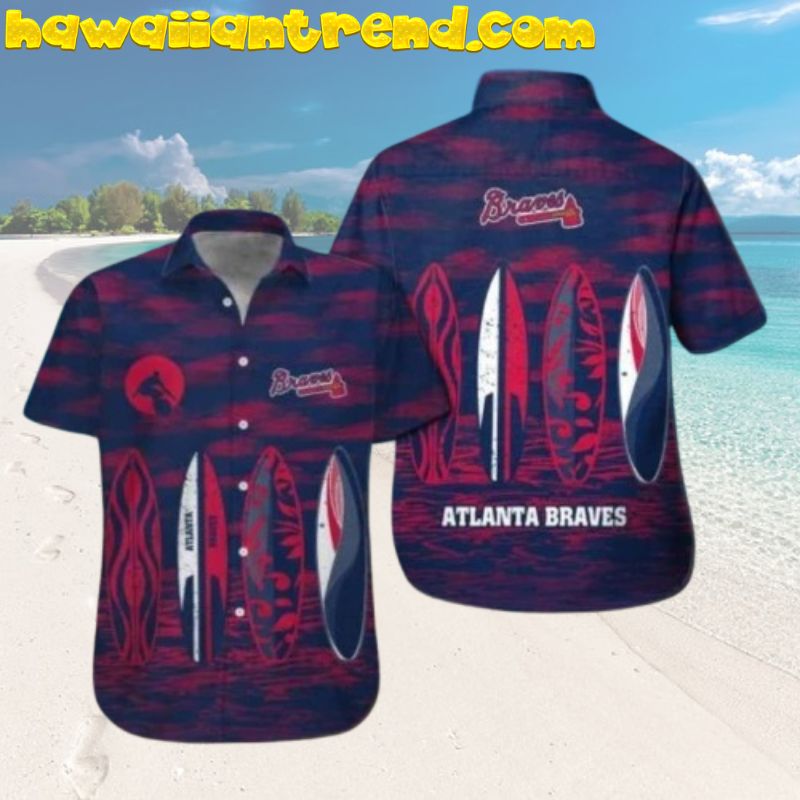 Atlanta Braves Surfboard Aloha Hawaiian Shirt