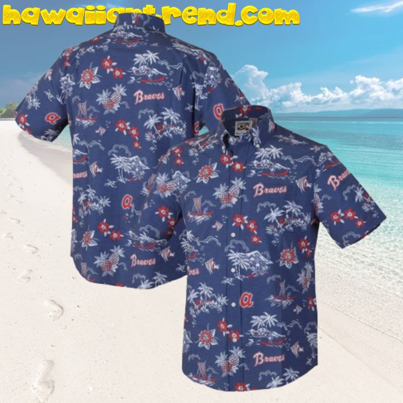 Atlanta Braves Vibrant Yellow Floral MLB Aloha Hawaiian Shirt