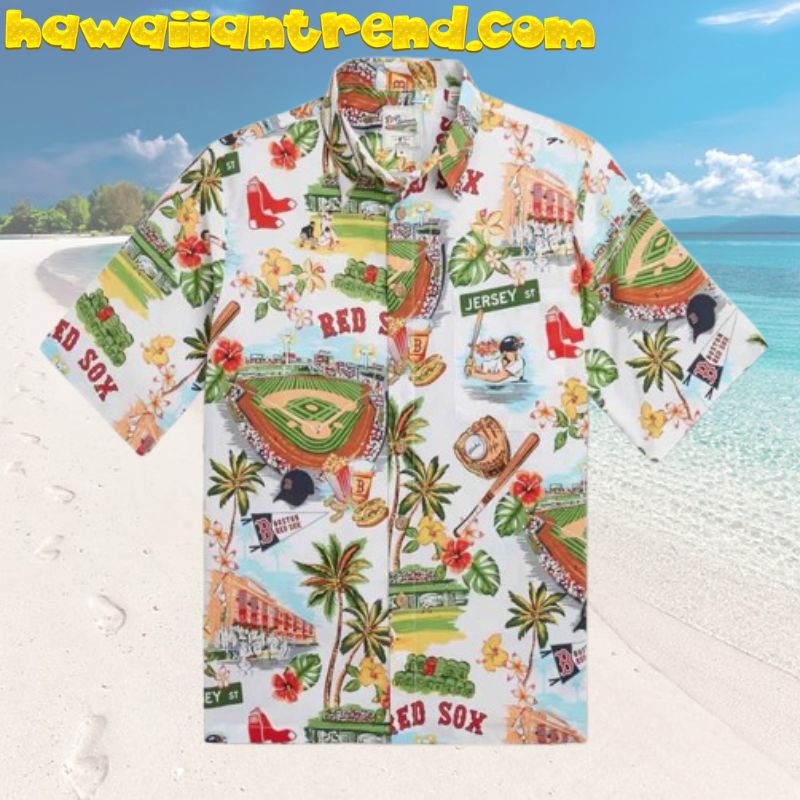 Boston Red Sox MLB Iconic Time Classic Fit Hawaiian Shirt