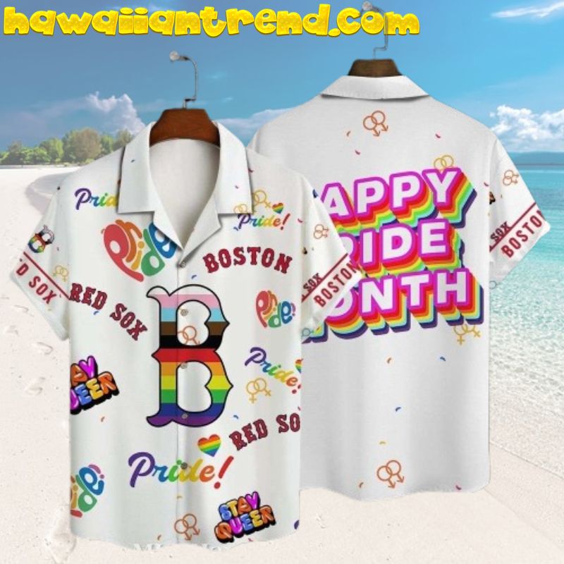 Boston Red Sox Pride With Rainbow Colorful Hawaiian Shirt