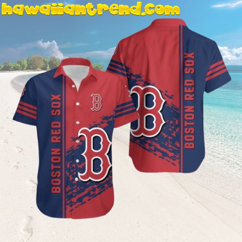 Boston Red Sox Quarter Style Red-Navy Hawaiian Shirt