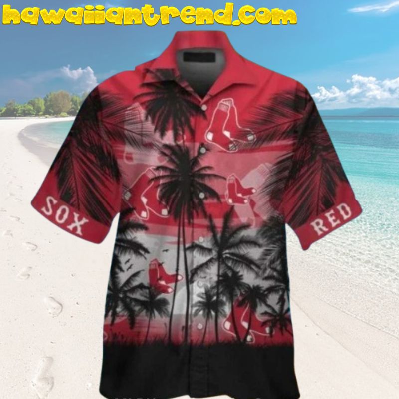 Boston Red Sox Sunset On The Beach Aloha Hawaiian Shirt