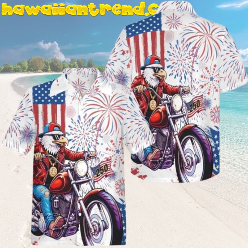 Cool Eagle Man America 250th Anniversary Firework Hawaiian Shirt
