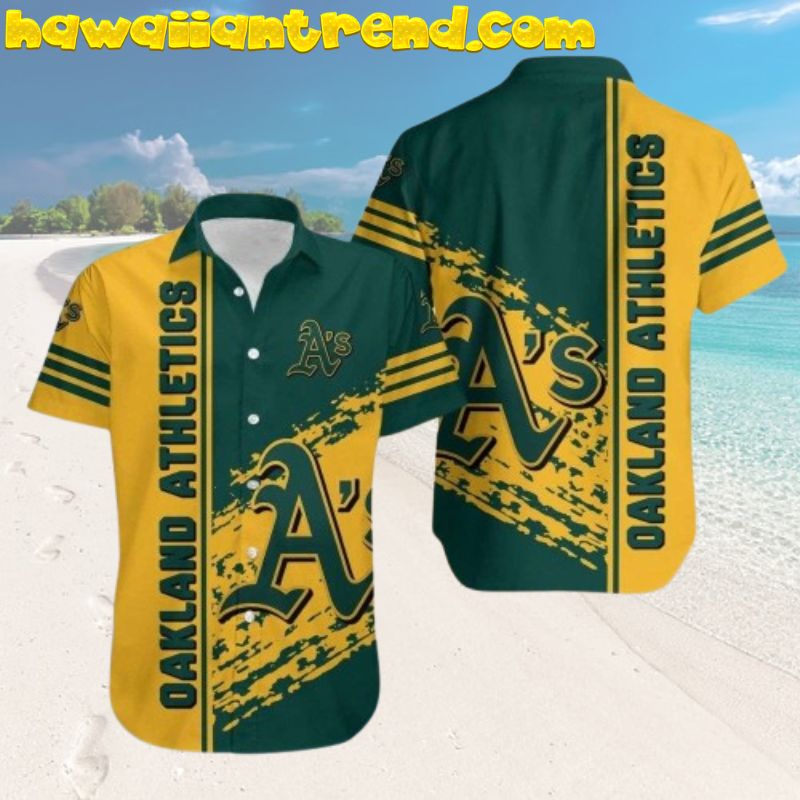 Golden Splash Oakland Athletics Aloha Hawaiian Shirt For Men, Women