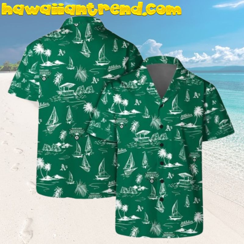 Oakland Athletics Golden Tribal Pattern Hawaiian Shirt