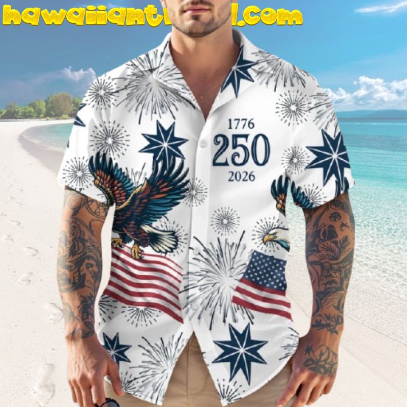 USA 250 Anniversary Eagle 1776-2026 250 Years Of Freedom Patriotic Hawaiian Shirt