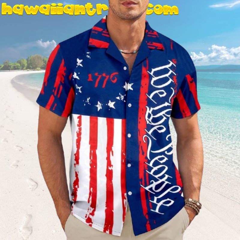 USA 250th Anniversary We The People American Flag Patriotic Hawaiian Shirt
