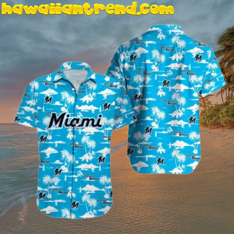 Miami Marlins Logo Tropical Summer Beach Vibes For Fishing’s Fan Hawaiian Shirt
