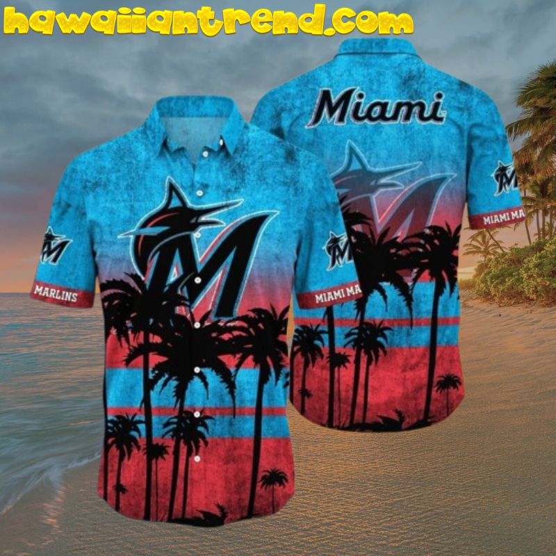Miami Marlins Tropical Palm Island Vintage 90’s Hawaiian Shirt