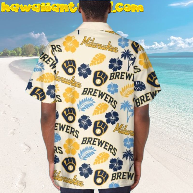 Milwaukee Brewers Hibiscus Floral Tropical Pattern Vintage Summer Aloha Hawaiian Shirt