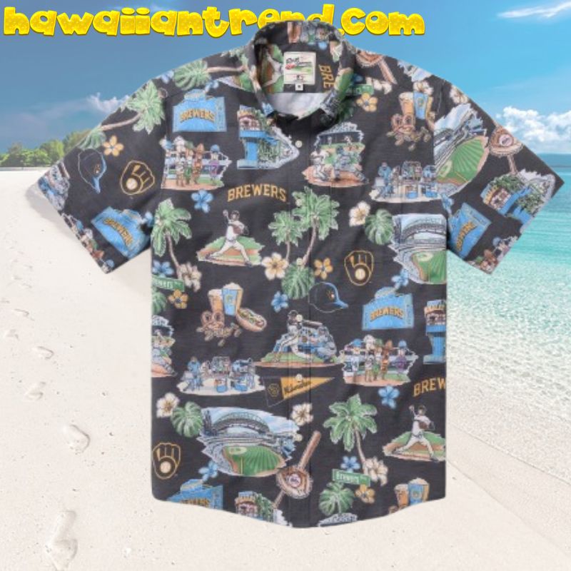 Milwaukee Brewers Stadium Popcorn Baseball Vibes Aloha Hawaiian Shirt