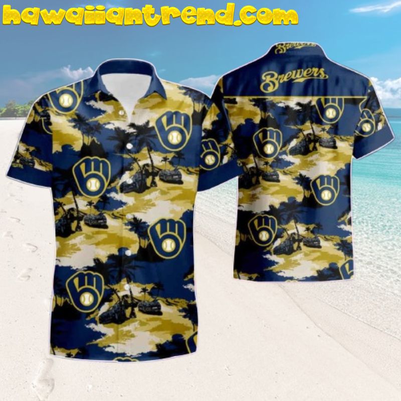 Milwaukee Brewers Summer Beach Palm Tree Paradise Island Aloha Hawaiian Shirt