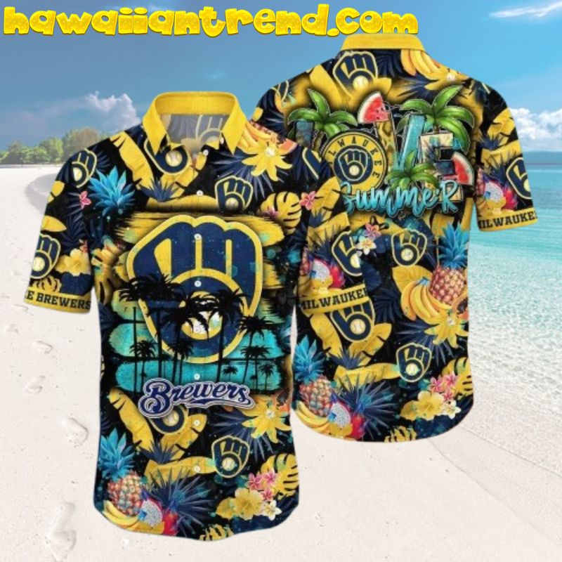 Milwaukee Brewers Summer Night Tropical Fruit Aloha Hawaiian Shirt