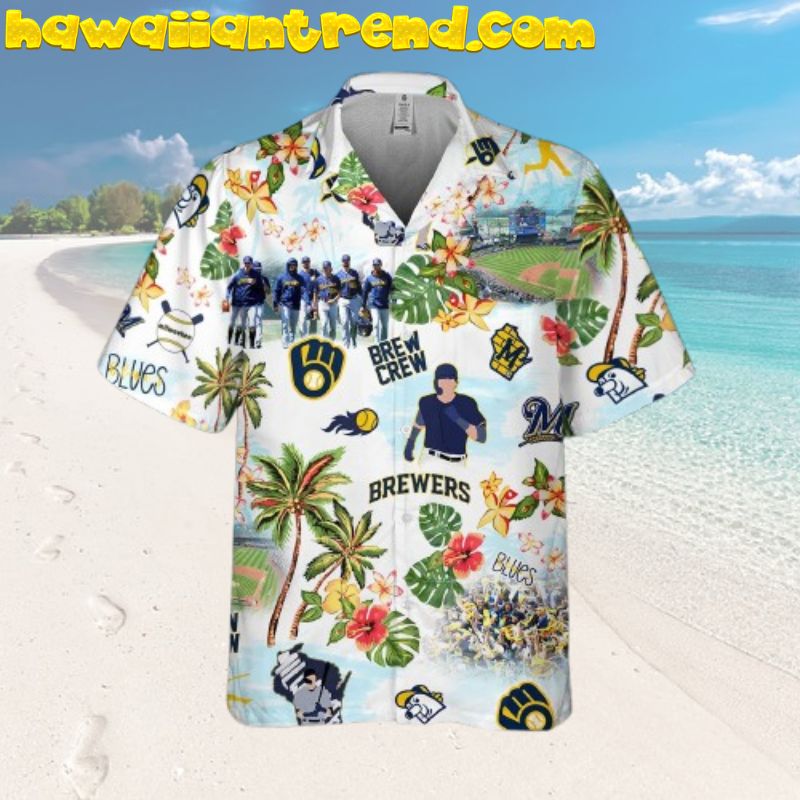 Milwaukee Brewers Team Iconic Floral Monstera Leaves Aloha Hawaiian Shirt