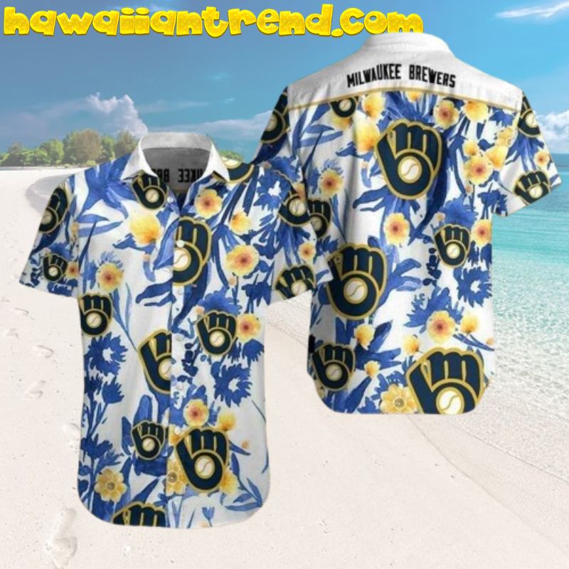 Milwaukee Brewers Vintage 80’s Floral Aloha Hawaiian Shirt For Baseball Lovers
