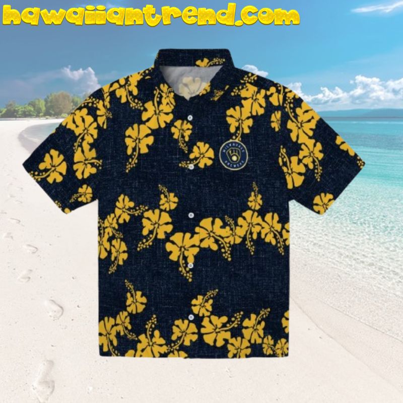 Milwaukee Brewers Vintage 80’s Hibiscus Floral Classic Aloha Hawaiian Shirt