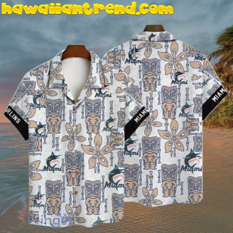 MLB Miami Marlins Tiki Symbol Old Vintage Hawaiian Shirt