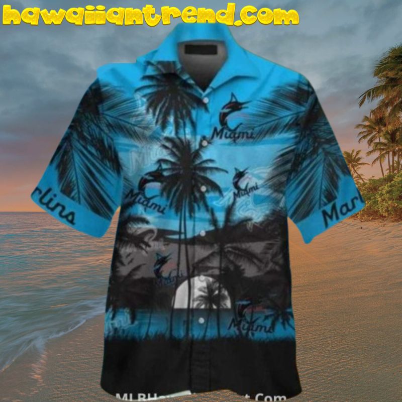 Sunset On Palm Island Miami Marlins Aloha Hawaiian Shirt For Men And Women