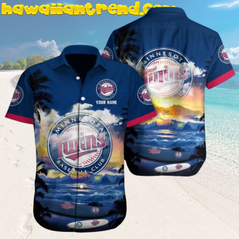 Custom Name Minnesota Twins MLB Team Sunrise Aloha Hawaiian Shirt