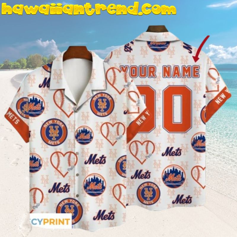 Custom New York Mets Ball Heart Love Hawaiian Shirt For Fan