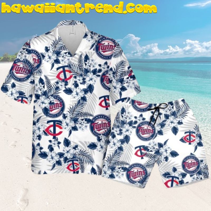 Minnesota Twins Baseball Tropical Hibiscus Flowers Pattern Aloha Hawaiian Shirt And Shorts
