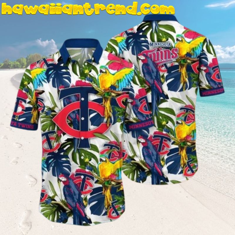 Minnesota Twins Colorful Parrots Tropical Hawaiian Shirt