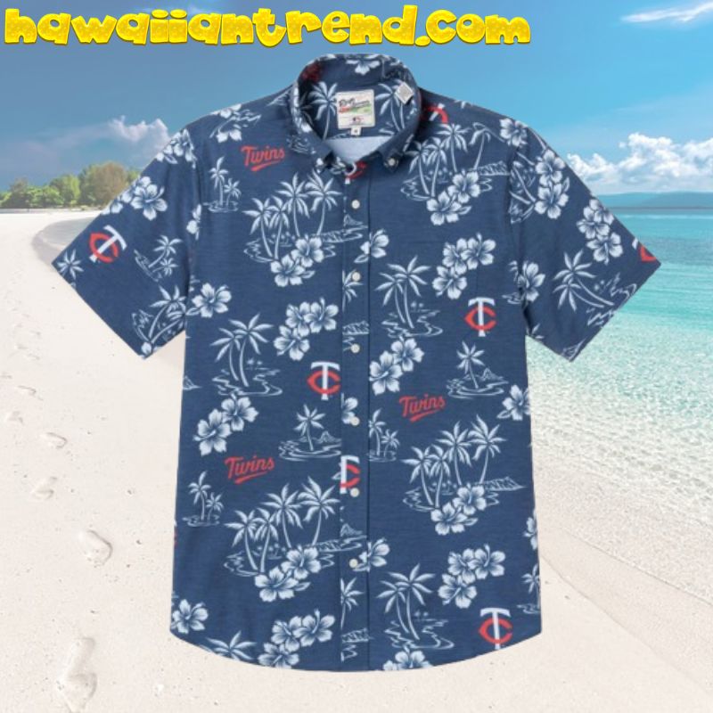 MINNESOTA TWINS Game Day Performance Tropical Island Blue Theme Aloha Hawaiian Shirt