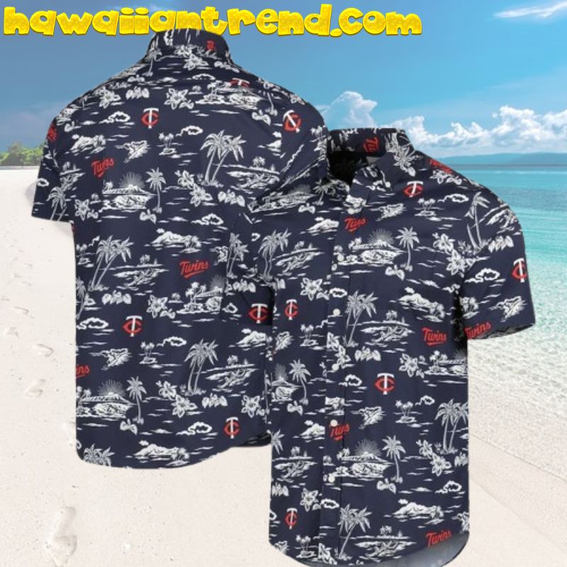 Minnesota Twins Kekai Performance Tropical Palm Island Hawaiian Shirt