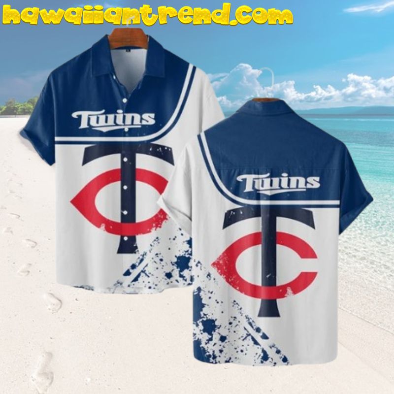 Minnesota Twins Logo Ocean Breeze Vintage Style Hawaiian Shirt