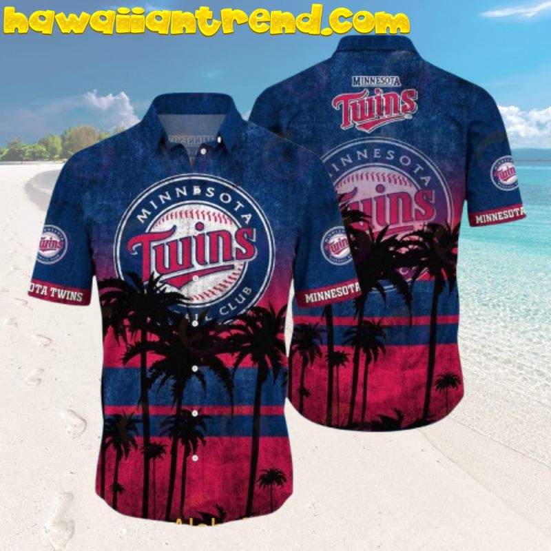 Minnesota Twins MLB Club Vintage Palm Tree Tropical Beach Night Hawaiian Shirt