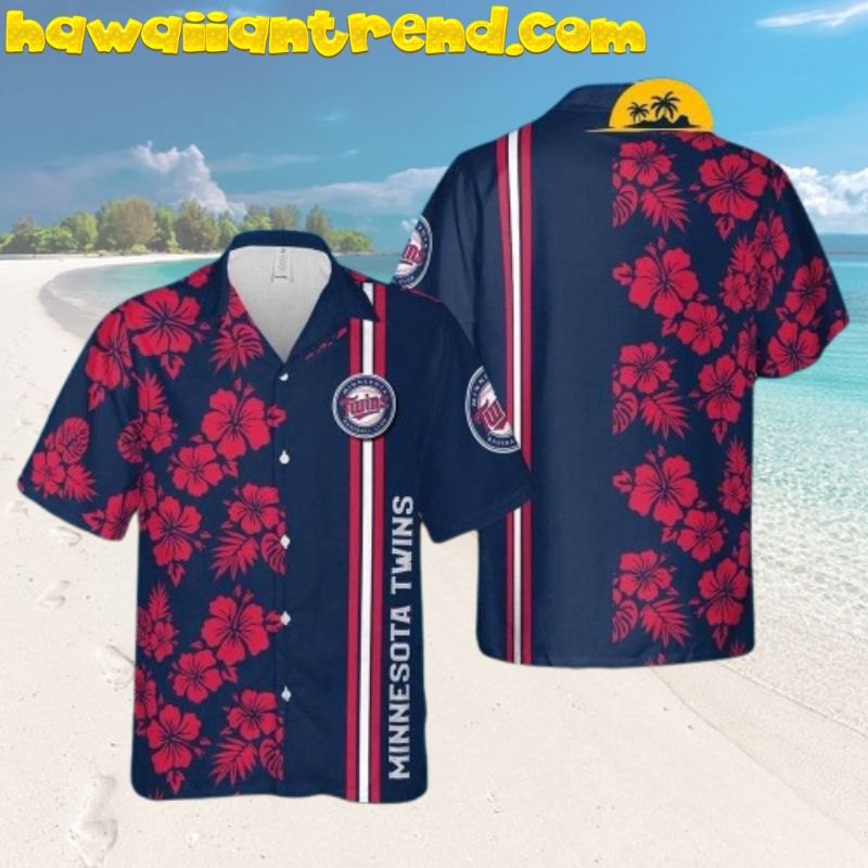 Minnesota Twins MLB Minneapolis Red Hibiscus Flower Aloha Hawaiian Shirt