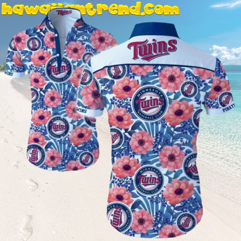 Minnesota Twins Pink Floral Summer Beach Hawaiian Shirt