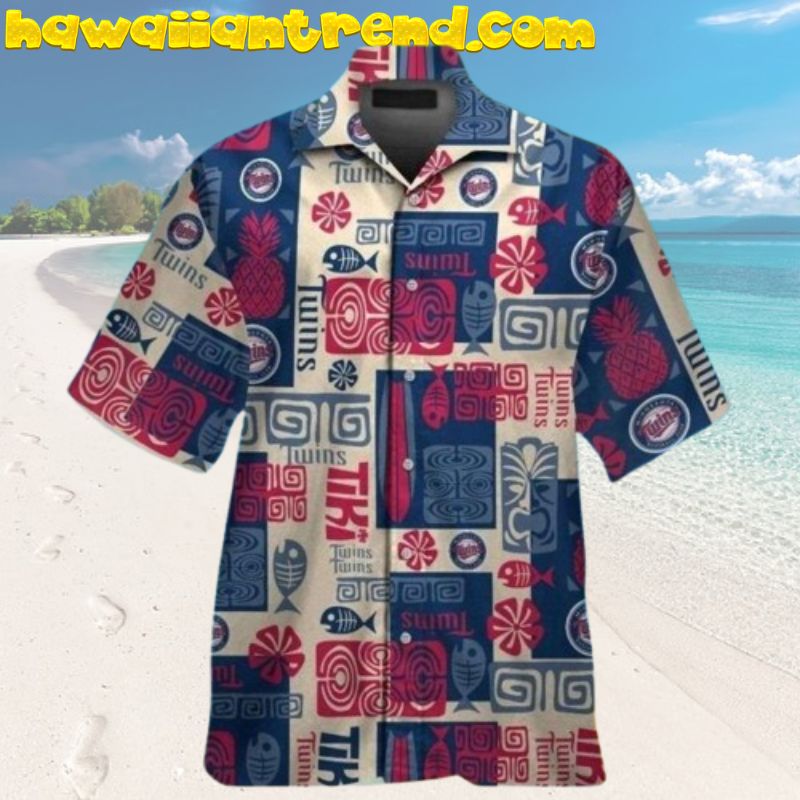 Minnesota Twins Tribal Tropical Patterns Vintage 80’s Hawaiian Shirt