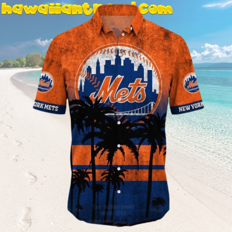MLB New York Mets Logo Palm Tree Vintage Design Hawaiian Shirt