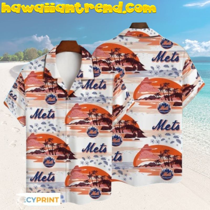 Mlb New York Mets Seamless Tropical Island Summer Hawaiian Shirt for Men and Women