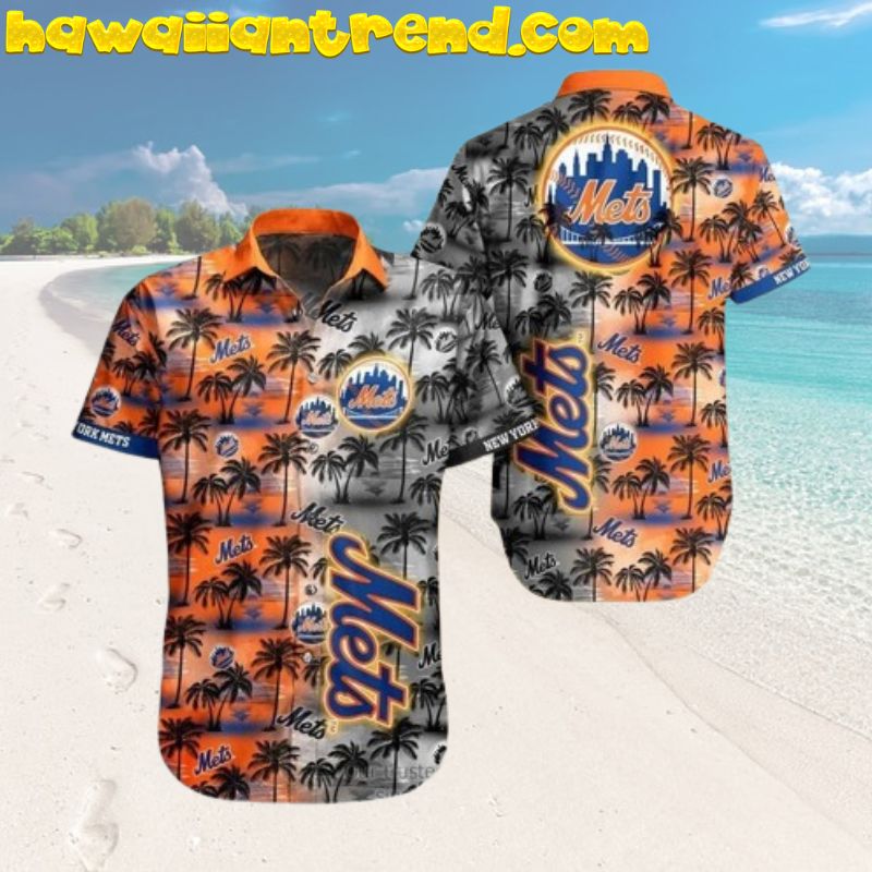 New York Mets Baseball Day And Night Half Design Coconut Island Hawaiian Shirt