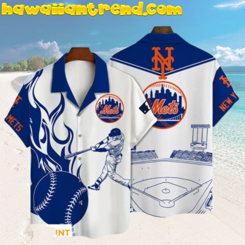 New York Mets Feature Player Fireball 3D Print Hawaiian Shirt