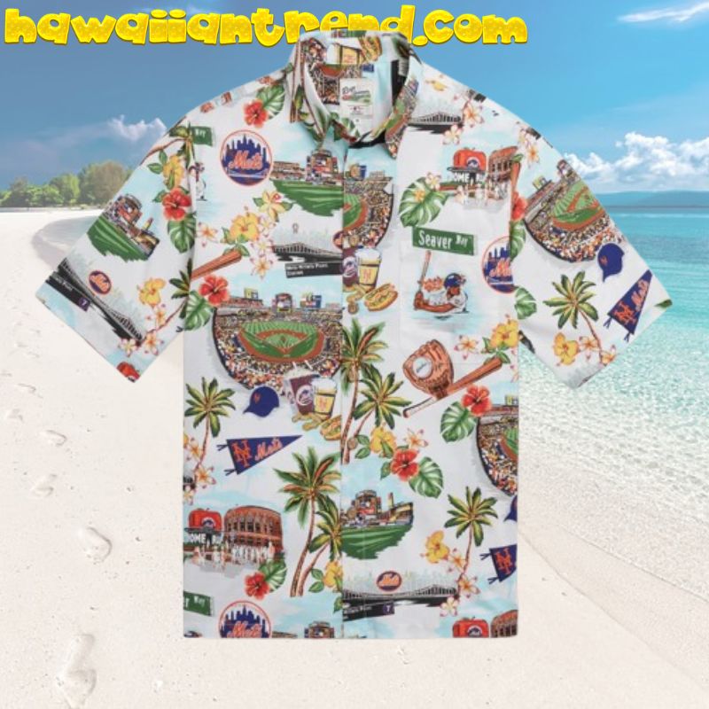 New York Mets MLB Champion Iconic Club Classic Fit Hawaiian Shirt