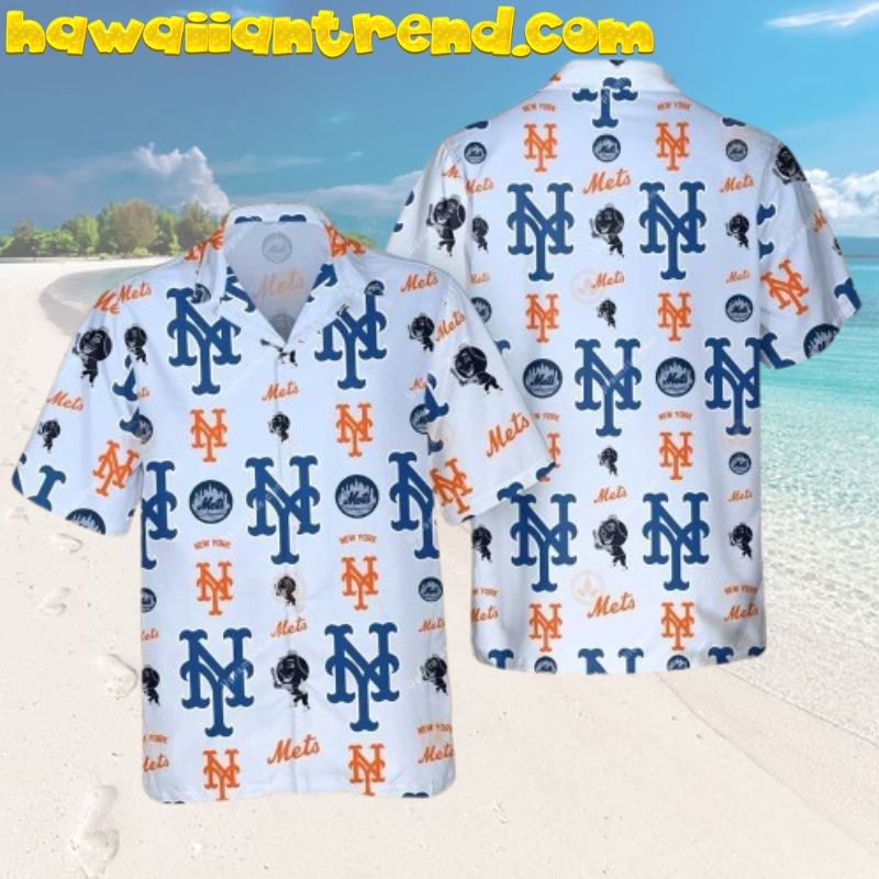 New York Mets Mlb Cool Logo And Mascot Simple Aloha Hawaiian Shirt