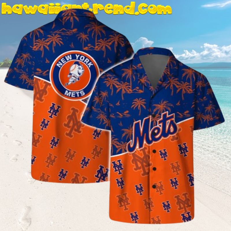 New York Mets Summer Beach Party Simple Design Hawaiian Shirt For Men Women